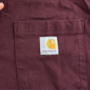 Carhartt Short-Sleeve Tee in Deep Burgundy with Yellow Patch